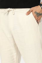 BEIGE PLAIN TRAVELLER FIT COTTON MENS TROUSER - Trousers - 250840974