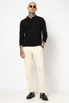 BEIGE PLAIN TRAVELLER FIT COTTON MENS TROUSER - Trousers - 250840974