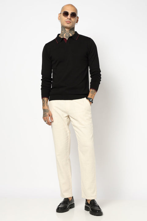 BEIGE PLAIN TRAVELLER FIT COTTON MENS TROUSER - Trousers - 250840974