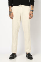 BEIGE PLAIN TRAVELLER FIT COTTON MENS TROUSER - Trousers - 250840974