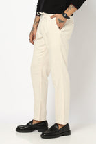 BEIGE PLAIN TRAVELLER FIT COTTON MENS TROUSER - Trousers - 250840974