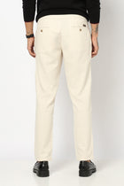 BEIGE PLAIN TRAVELLER FIT COTTON MENS TROUSER - Trousers - 250840974