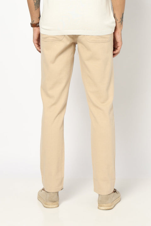 BEIGE PLAIN TRAVELLER FIT COTTON TROUSER - Trousers - 250840889