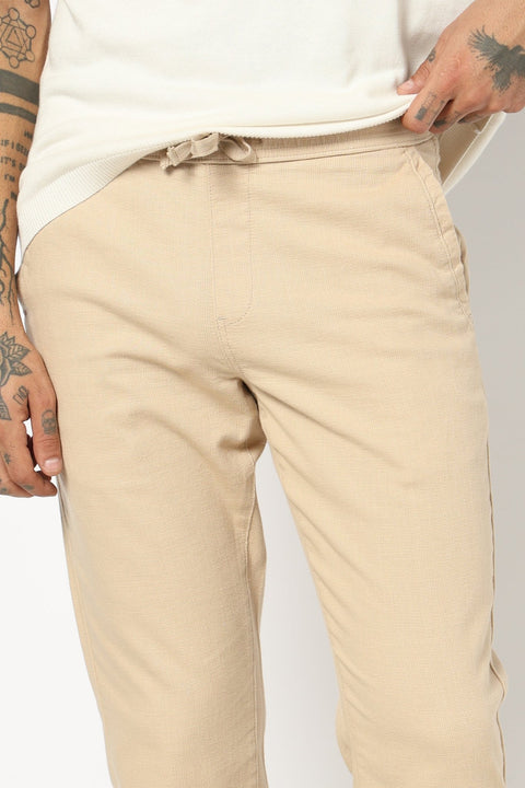 BEIGE PLAIN TRAVELLER FIT COTTON TROUSER - Trousers - 250840889