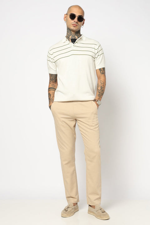 BEIGE PLAIN TRAVELLER FIT COTTON TROUSER - Trousers - 250840889