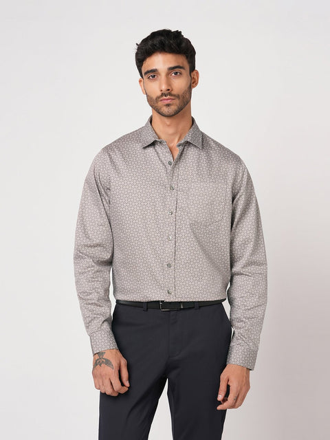 BEIGE SATIN PAISLEY PRINT SHIRT-Shirt - 251133836