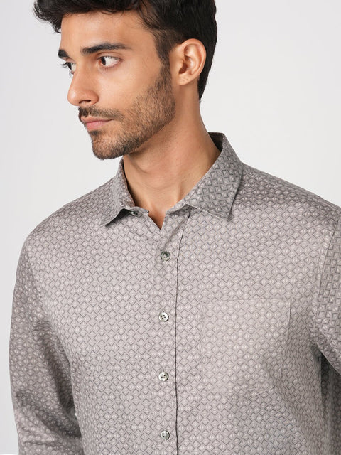 BEIGE SATIN PAISLEY PRINT SHIRT-Shirt - 251133836