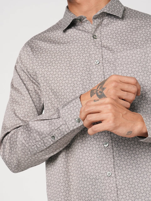 BEIGE SATIN PAISLEY PRINT SHIRT-Shirt - 251133836