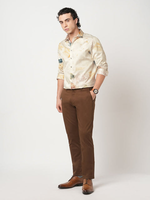 BEIGE SATIN PRINTED SHIRT-Shirt - 251033200