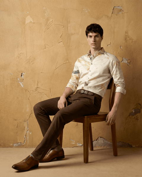 BEIGE SATIN PRINTED SHIRT-Shirt - 251033200