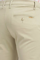 Beige Slim Fit Cotton Trousers - Trousers - 240540164