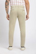 Beige Slim Fit Cotton Trousers - Trousers - 240540164