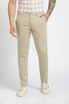 Beige Slim Fit Cotton Trousers - Trousers - 240540164