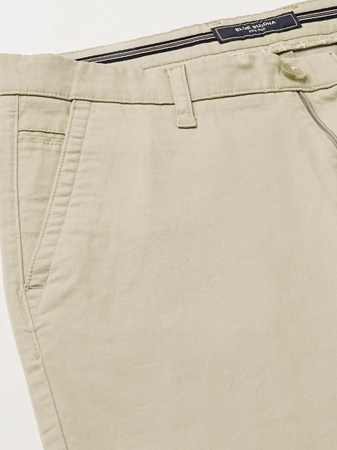 Beige Slim Fit Cotton Trousers - Trousers - 240540164