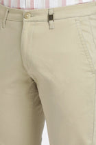 Beige Slim Fit Cotton Trousers - Trousers - 240540164