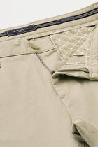 Beige Slim Fit Cotton Trousers - Trousers - 240540164