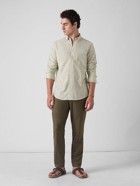 BEIGE SLUB COTTON TAILORED SHIRT-Shirt - 260134910