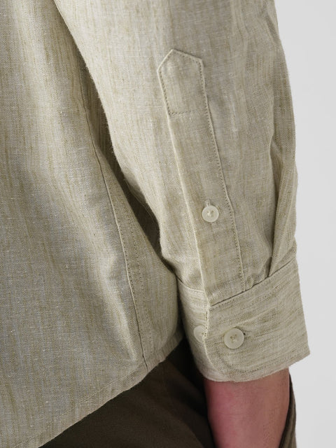 BEIGE SLUB COTTON TAILORED SHIRT-Shirt - 260134910