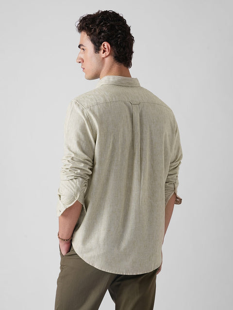 BEIGE SLUB COTTON TAILORED SHIRT-Shirt - 260134910