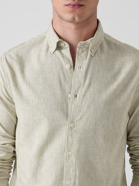 BEIGE SLUB COTTON TAILORED SHIRT-Shirt - 260134910