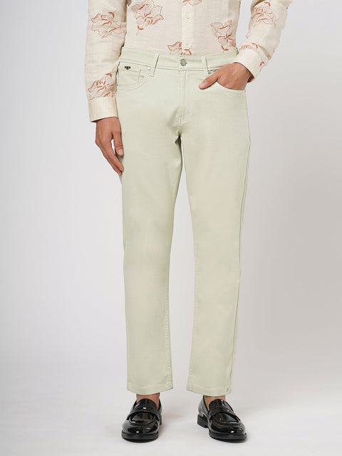 BEIGE STRAIGHT FIT DOBBY TROUSER - Trousers - 251241612