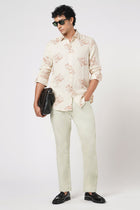 BEIGE STRAIGHT FIT DOBBY TROUSER - Trousers - 251241612