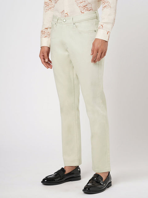 BEIGE STRAIGHT FIT DOBBY TROUSER - Trousers - 251241612