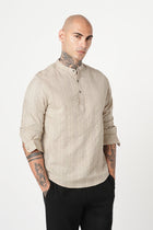 BEIGE STRIPED DOBBY KURTA - Kurta - 251133891