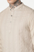 BEIGE STRIPED DOBBY KURTA - Kurta - 251133891
