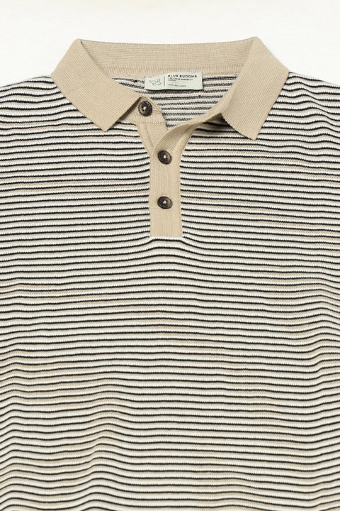 BEIGE STRIPED FLATKNIT POLO - T Shirt - 250830667
