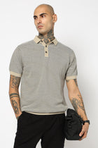 BEIGE STRIPED FLATKNIT POLO - T Shirt - 250830667