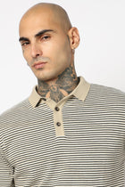 BEIGE STRIPED FLATKNIT POLO - T Shirt - 250830667