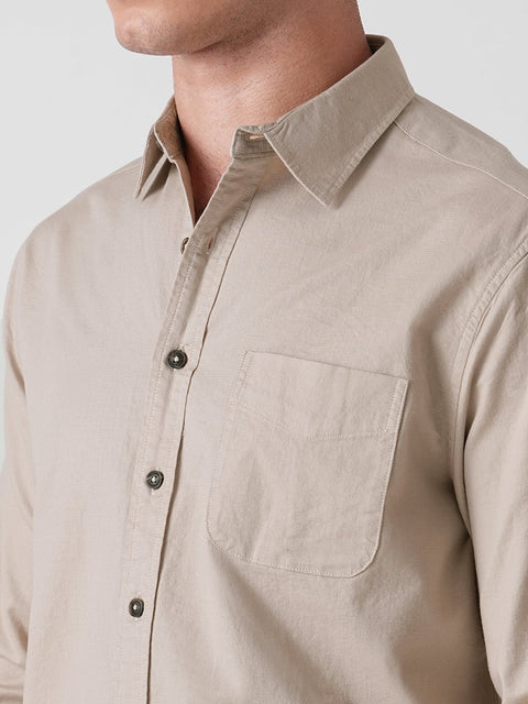 BEIGE TAILORED PLAIN DOBBY SHIRT-Shirt - 251033410