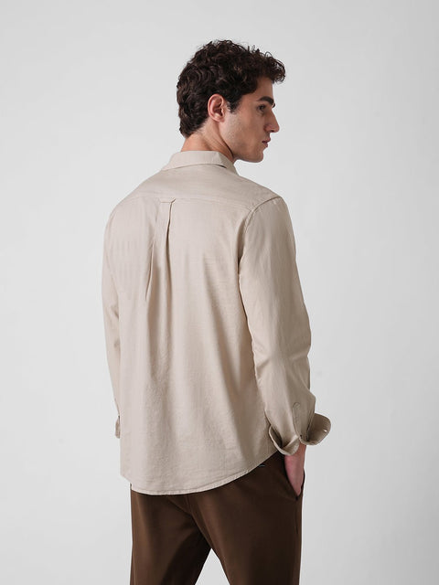 BEIGE TAILORED PLAIN DOBBY SHIRT-Shirt - 251033410