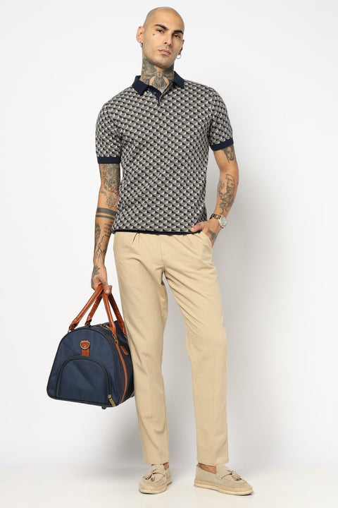 BEIGE TRAVELLER FIT LINEN TROUSER - Trousers - 250740720
