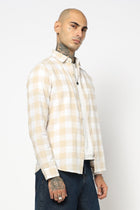 BEIGE WINDOWPANE CHECKERED SHIRT-Shirt - 250731747
