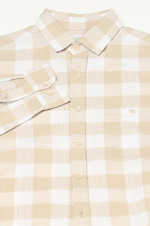 BEIGE WINDOWPANE CHECKERED SHIRT-Shirt - 250731747