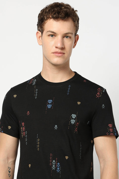 Black All Over Printed T Shirt - T Shirts - 230730606