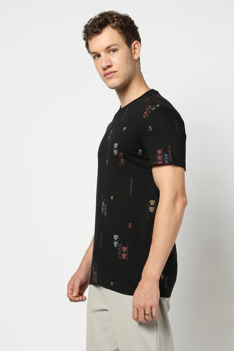 Black All Over Printed T Shirt - T Shirts - 230730606