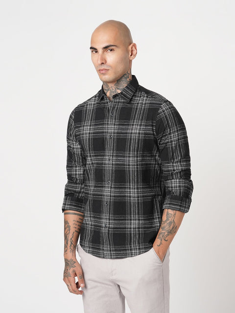 BLACK CHECKERED DOBBY SHIRT-Shirt - 251033285