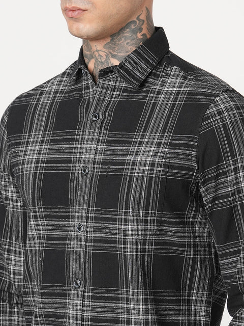 BLACK CHECKERED DOBBY SHIRT-Shirt - 251033285