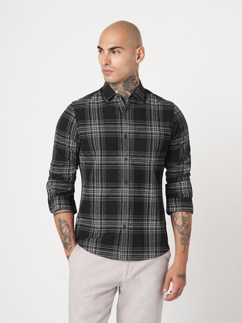 BLACK CHECKERED DOBBY SHIRT-Shirt - 251033285