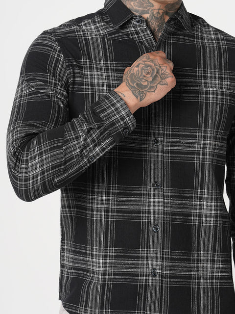 BLACK CHECKERED DOBBY SHIRT-Shirt - 251033285