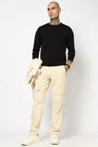 BLACK CREW NECK FLATKNIT - T Shirt - 250960243