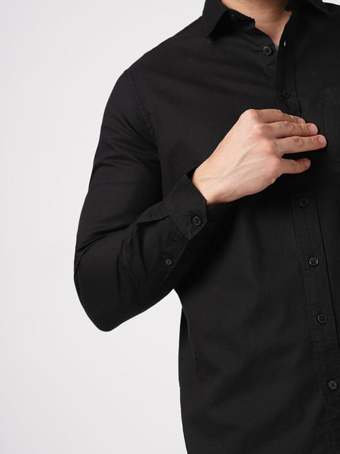 BLACK DOBBY TAILORED FIT SHIRT-Shirt - 260134315