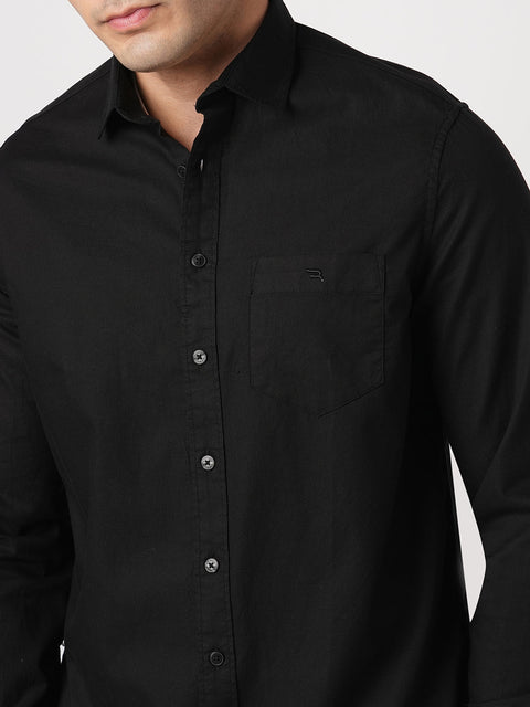 BLACK DOBBY TAILORED FIT SHIRT-Shirt - 260134315
