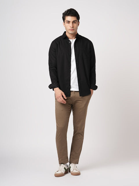 BLACK DOBBY TAILORED FIT SHIRT-Shirt - 260134315