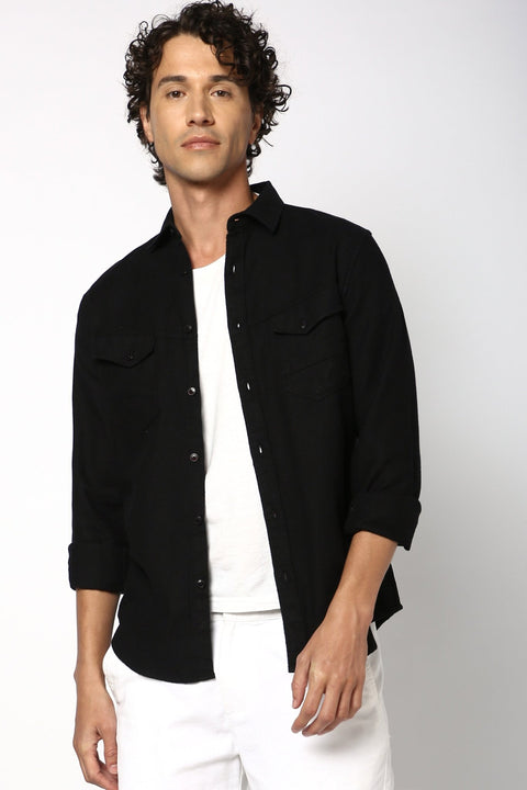 Black Double Pocket Shirt - Shirt - 241129597