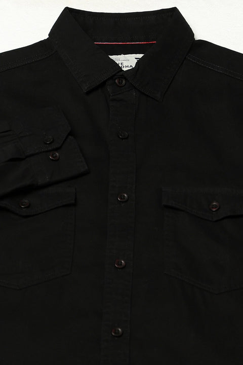 Black Double Pocket Utility Shirt - Shirts - 241229974