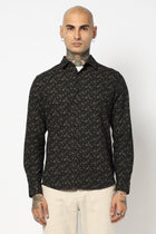 BLACK FLORAL PRINTED FULL SLEEVE SHIRT-Shirt - 250531403